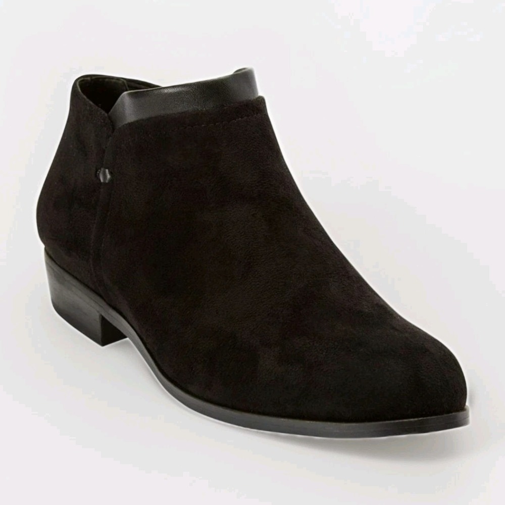 Comfortview Bexley Booties‎ Women 8W Dark Brown Suede Side Zip Ankle Boots